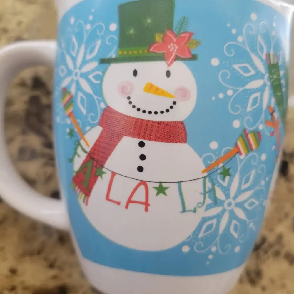 Snowman Christmas Coffee Cups – Royal Norfolk - Set of 2 Red & Blue Holiday Mugs